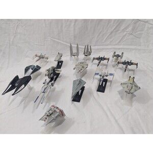 HUGE Lot of 16 Star Wars Metal Micro Machines Die-Cast Ships with Stands X-Wing